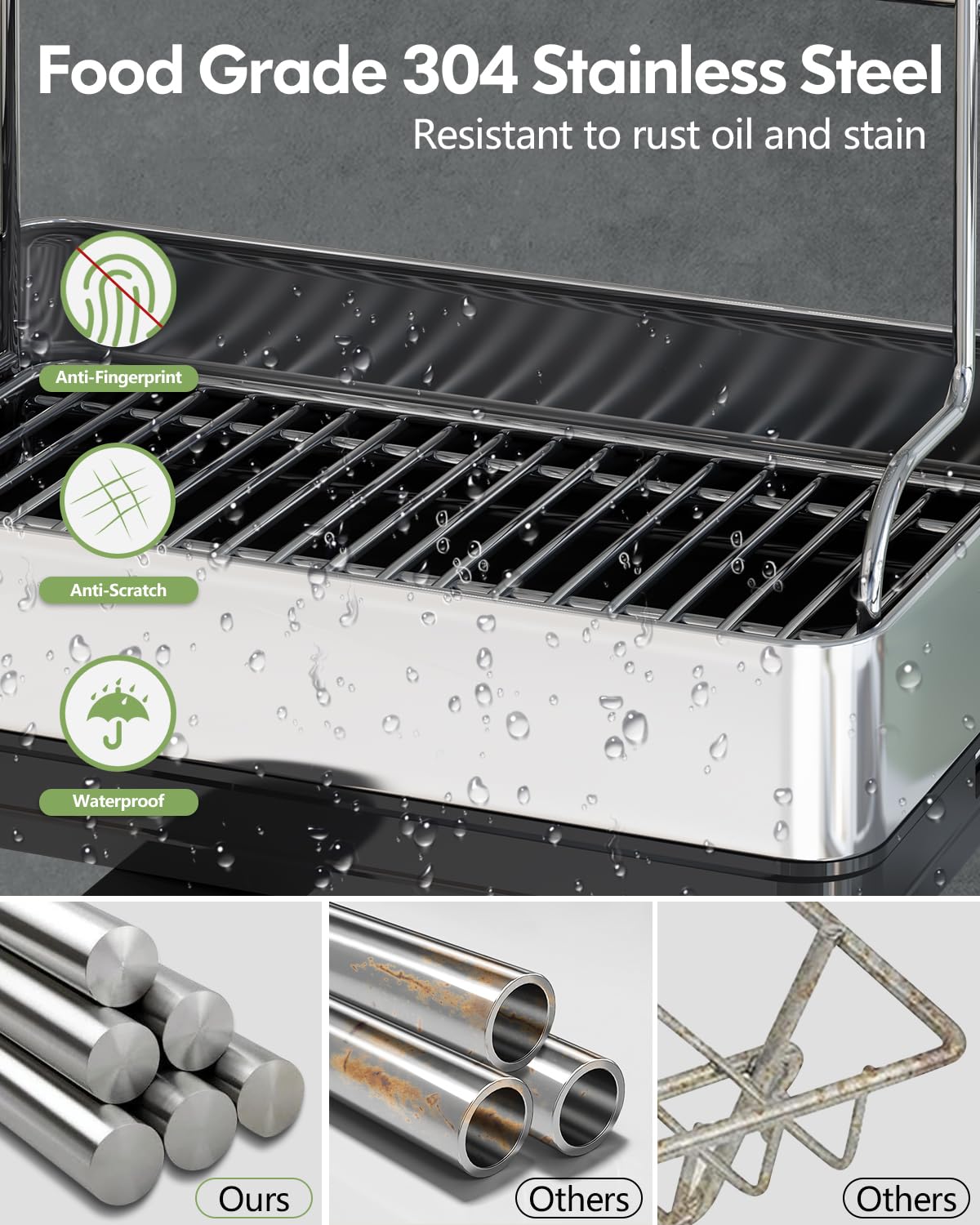 Extra Large Two Tier Stainless Steel Dish Drying Rack with Drainboard for Kitchen Counter sdaleads