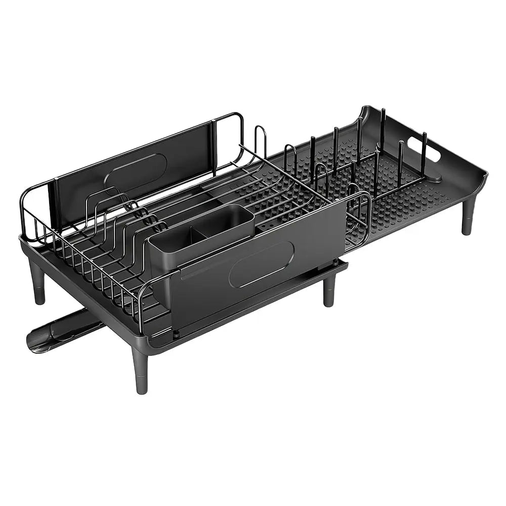 Large Extendable Dish Drying Rack with Drainboard and Anti Leakage Spout for Counter sdaleads
