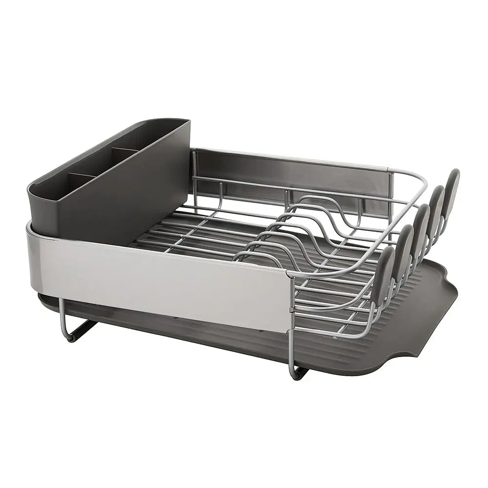 Compact Dish Drying Rack with Self Draining Angled Board and Flatware Caddy for Kitchen sdaleads