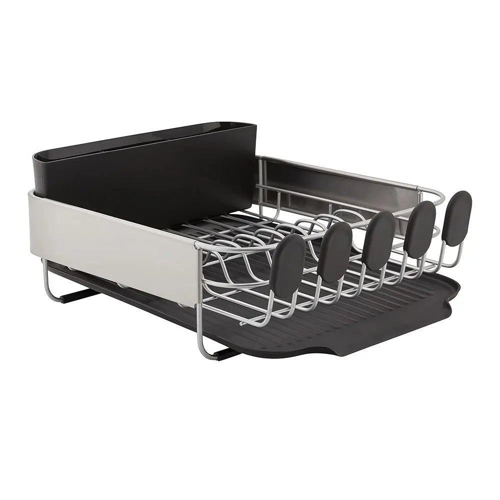 Compact Dish Drying Rack with Self Draining Angled Board and Flatware Caddy for Kitchen sdaleads