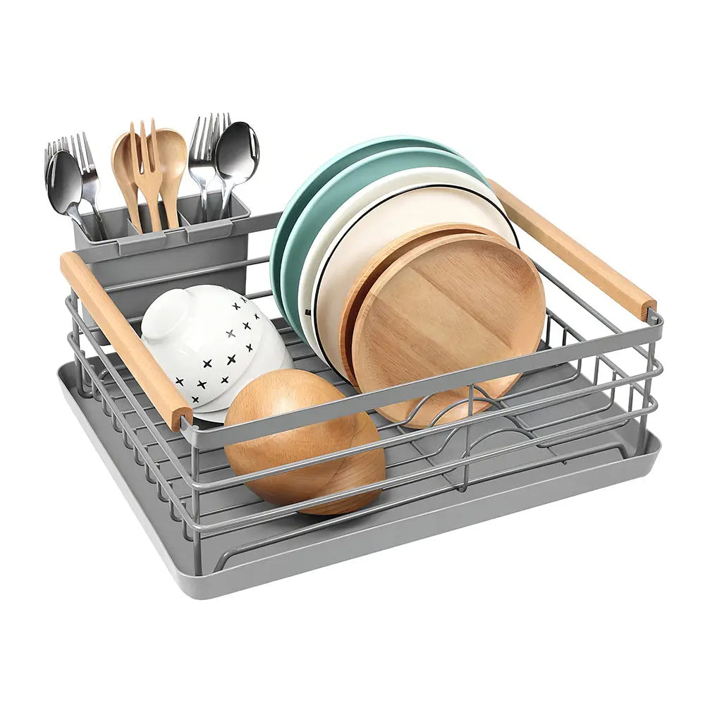 Stainless Steel Dish Drying Rack with Removable Cutlery Holder and Drainboard for Counter sdaleads
