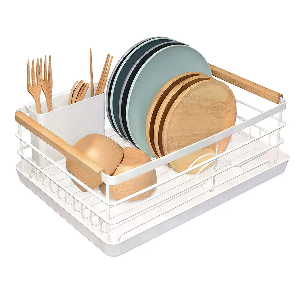 Stainless Steel Dish Drying Rack with Removable Cutlery Holder and Drainboard for Counter sdaleads