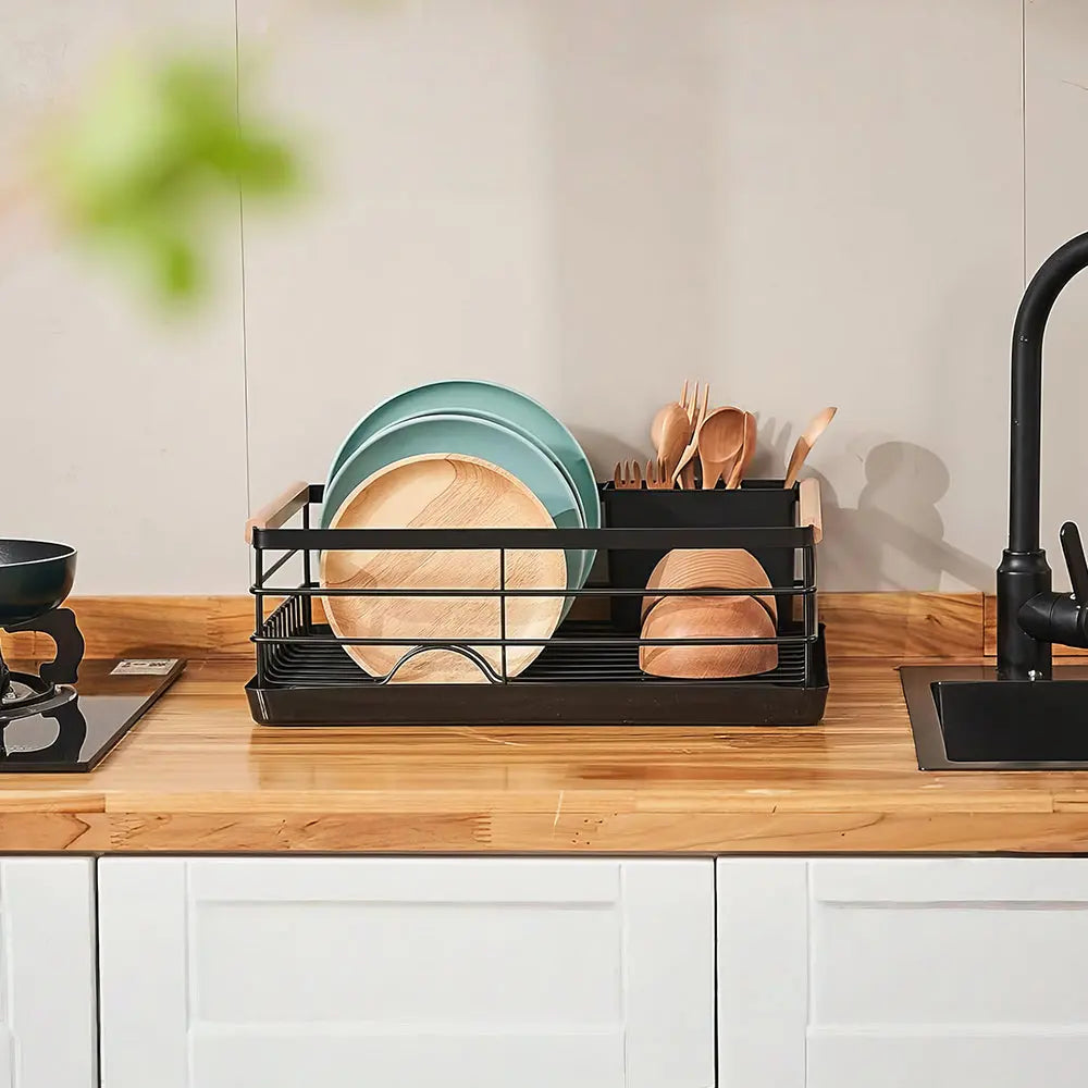 Stainless Steel Dish Drying Rack with Removable Cutlery Holder and Drainboard for Counter sdaleads