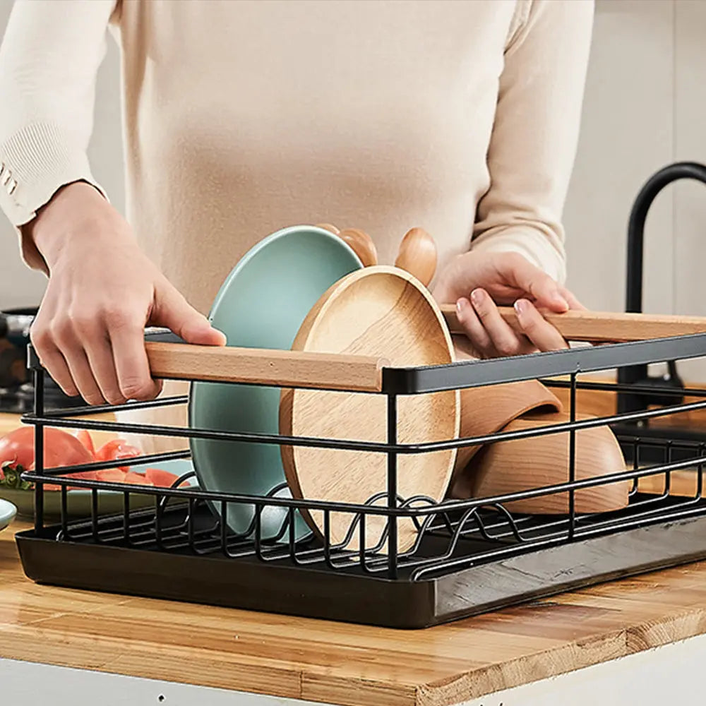 Stainless Steel Dish Drying Rack with Removable Cutlery Holder and Drainboard for Counter sdaleads