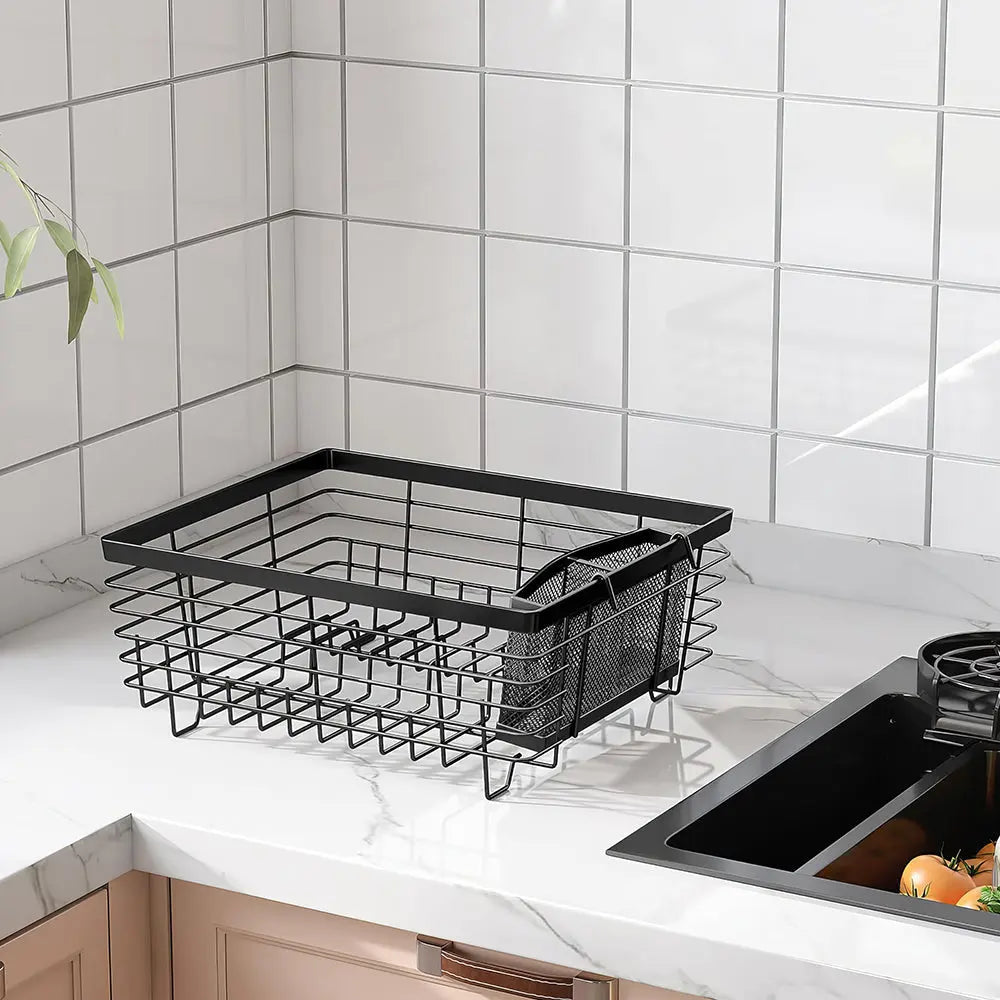 Kitchen Dish Drying Rack Set with Drainboard Full Mesh Utensil Holder and Caddy sdaleads