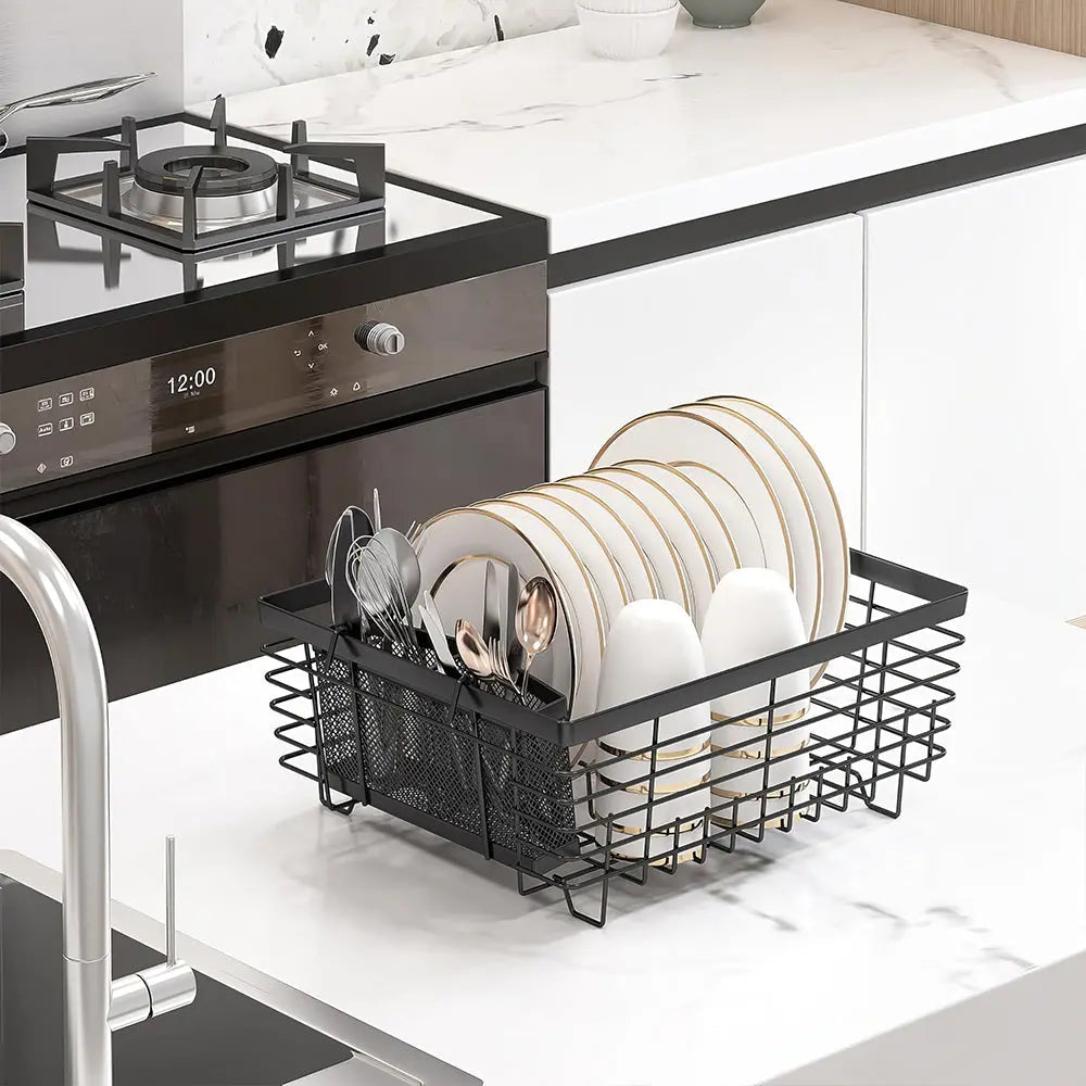 Kitchen Dish Drying Rack Set with Drainboard Full Mesh Utensil Holder and Caddy sdaleads