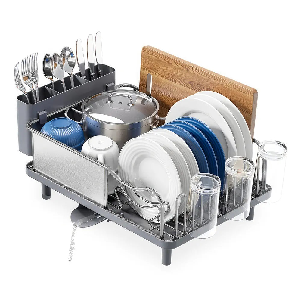 304 Stainless Steel Dish Drying Rack Large Capacity Countertop Drainer with Drainboard sdaleads