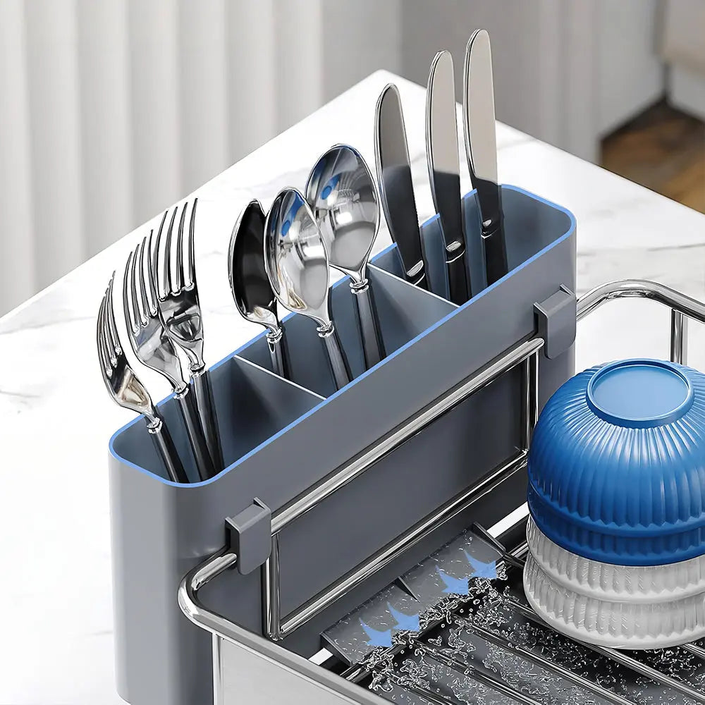 304 Stainless Steel Dish Drying Rack Large Capacity Countertop Drainer with Drainboard sdaleads