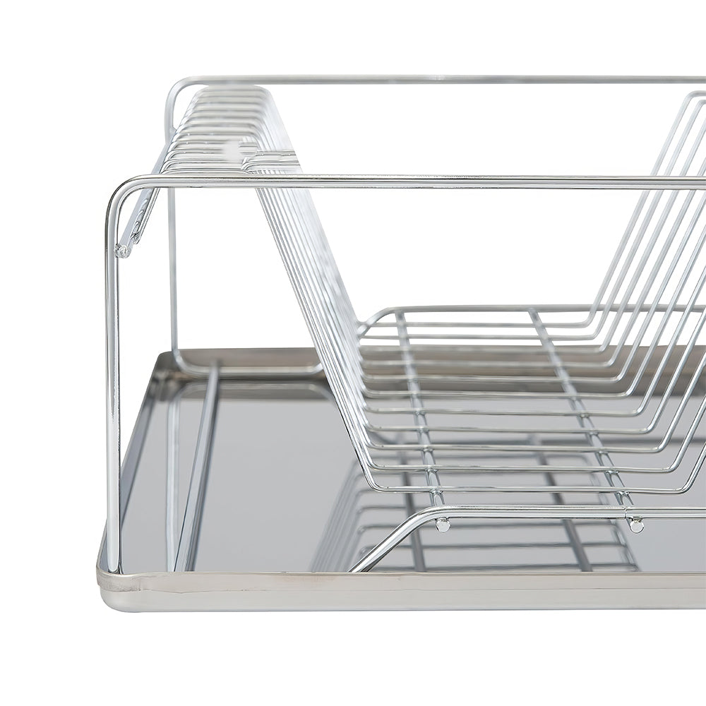 3 Piece Dish Drying Rack with Drain Tray and Cutlery Holder Chrome Iron Countertop sdaleads