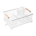 Carbon Steel Dish Drying Rack with Drainboard Beechwood Handles and Cutlery Basket sdaleads